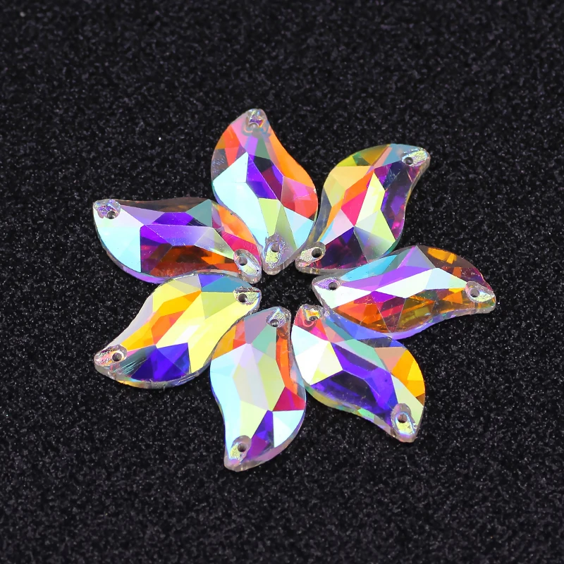 QL Crystal Clear AB S-образная пришивная стразы с плоской задней стороной 2 отверстия