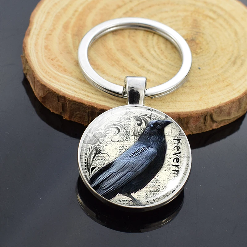 Двойной стеклянный подвесной брелок для ключей с изображением кардинала