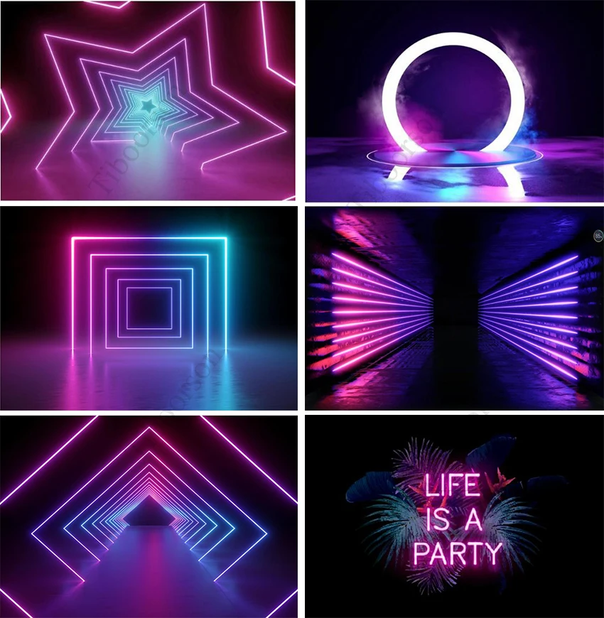 Laser Photozone Neon Stage Light Show Party Cool Dancing Bar Photo Backdrops Photography Backgrounds Customized for Photo Studio