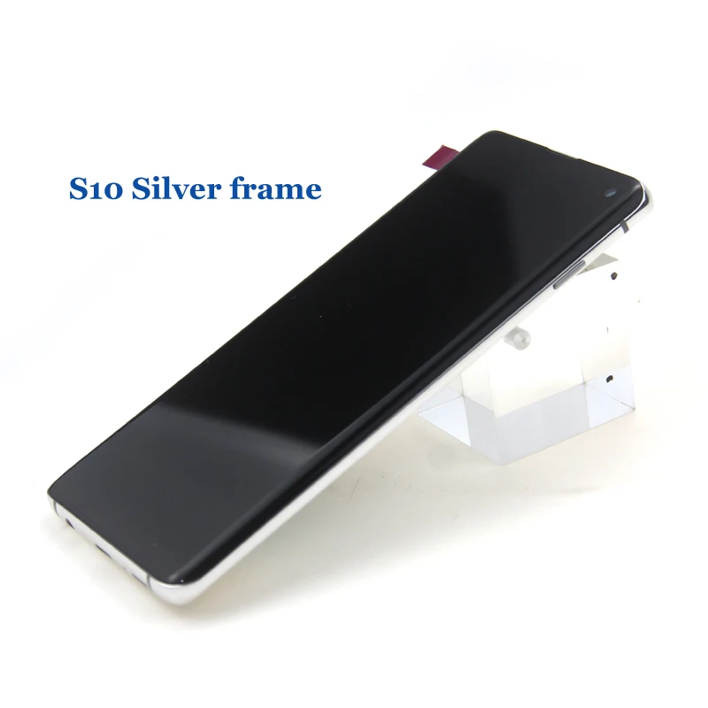 s10 Silver Frame Супер AMOLED lcd для SAMSUNG S10 lcd G9730 дисплей S10 Plus lcd G975 сенсорный экран дигитайзер - Цвет: s10 Silver Frame