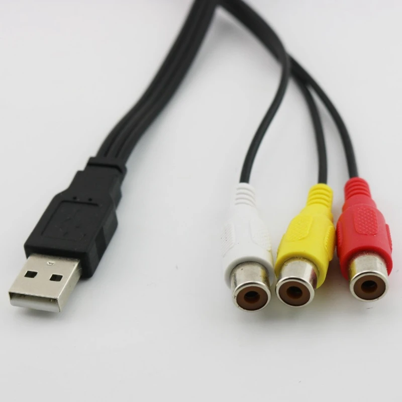 1 шт. Usb штекер к 3 Rca Женский адаптер аудио преобразователь видео Av A/V кабель на для