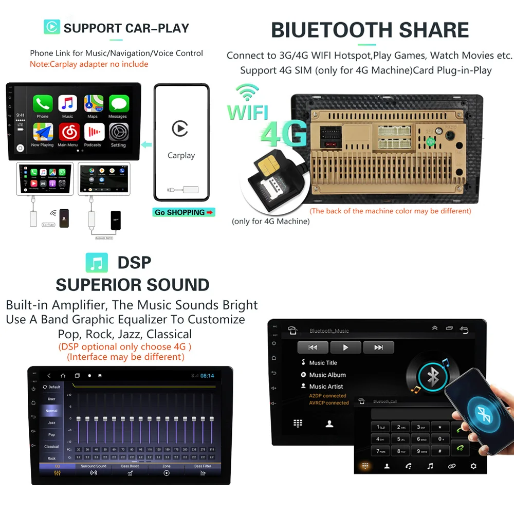 4G сеть 64G Встроенная память Android 10 DSP автомобильный Радио мультимедийный