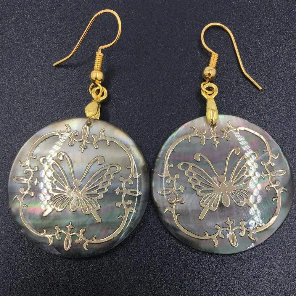 Бесплатная доставка Модные ювелирные изделия черный перламутр раковина Бабочка