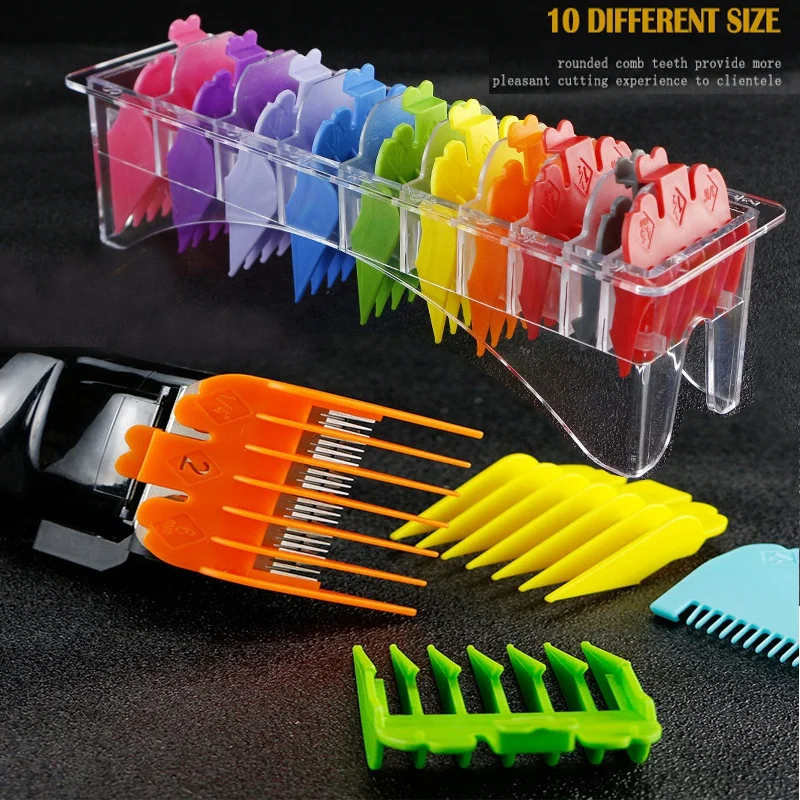 

HOT-10Pcs/Set Guide Comb Universal Hair Clipper Limit Comb 1.5mm3mm4.5mm6mm10mm13mm16mm19mm22mm25mm Barber Replacement