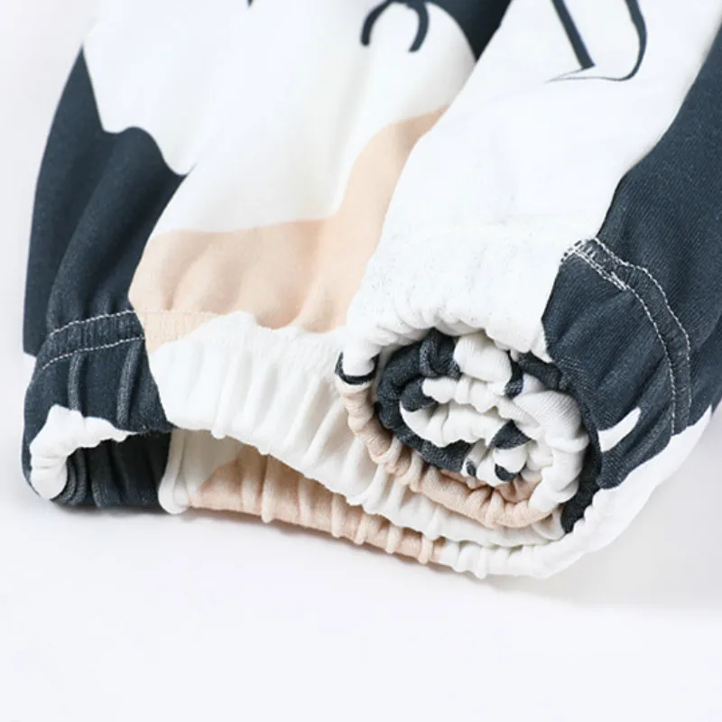 

Women Pajama Sets Print Simple Autumn Loose Home Wear Female Chic Straight Trousers Sweet Cotton Long Sleeve Breathable Trendy