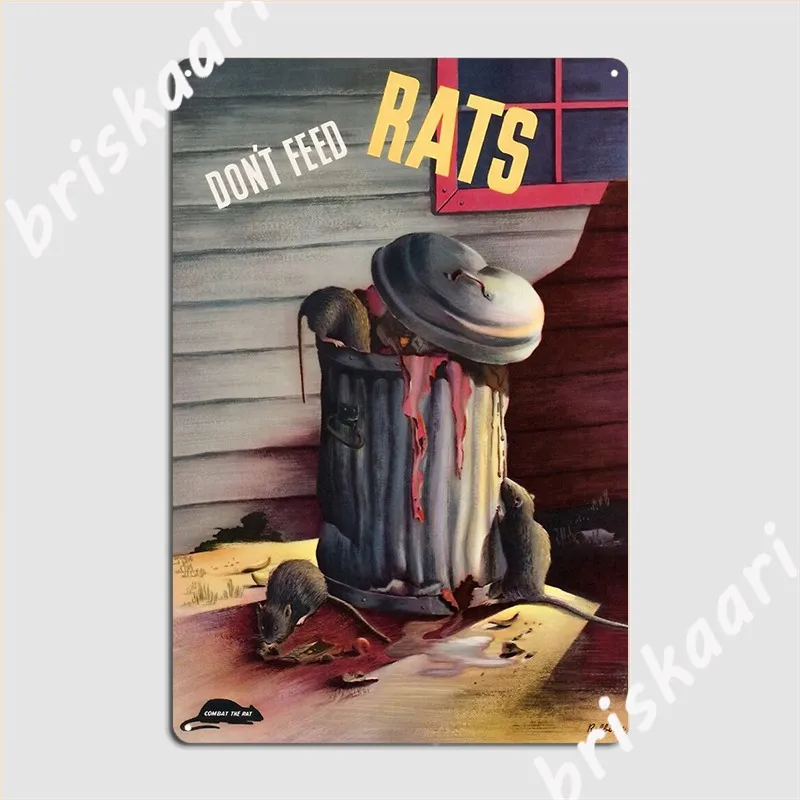 Рекламный плакат Don T Feed Rat Ww2 металлический кинотеатр гараж роспись паб