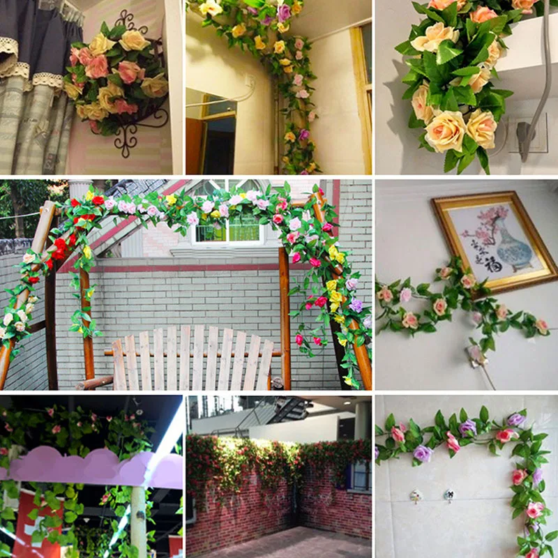 2020 новый искусственный Шелковый цветок розы Плющ Виноградная лоза листья