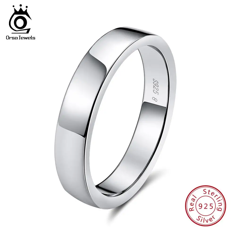 ORSA JEWELS, Настоящее 925 пробы, серебряные женские кольца, образец, корейский стиль, мужское обручальное кольцо, хорошее ювелирное изделие, подарок OSR73