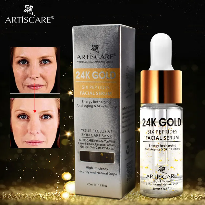 ARTISCARE 24K Gold Six Пептидная гиалуроновая Сыворотка против старения морщин