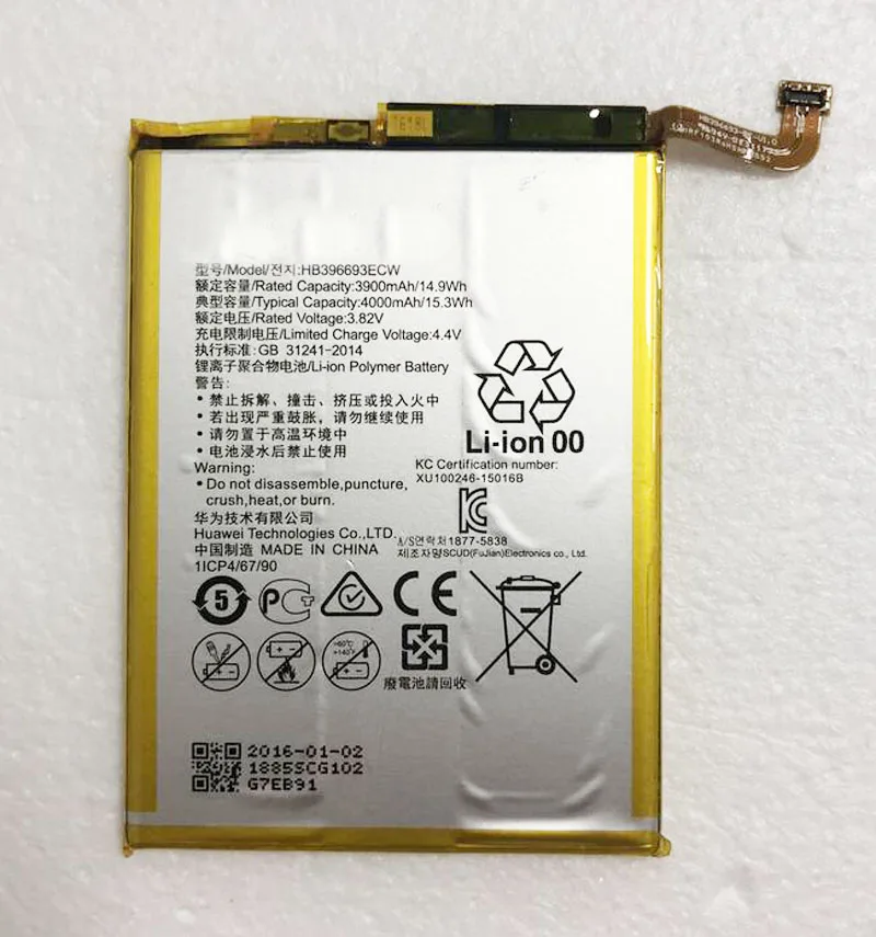 Оригинальный Для huawei HB396693ECW Перезаряжаемые литий ионный аккумулятор для