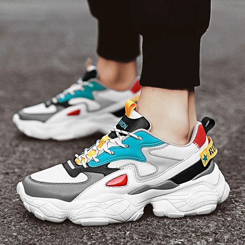 Luxury Brand Designed Men Dad Chunky Sneakers Big Sole Trending Street Walking Shoes Fashionable Running For Young Hip Hop | Спорт и