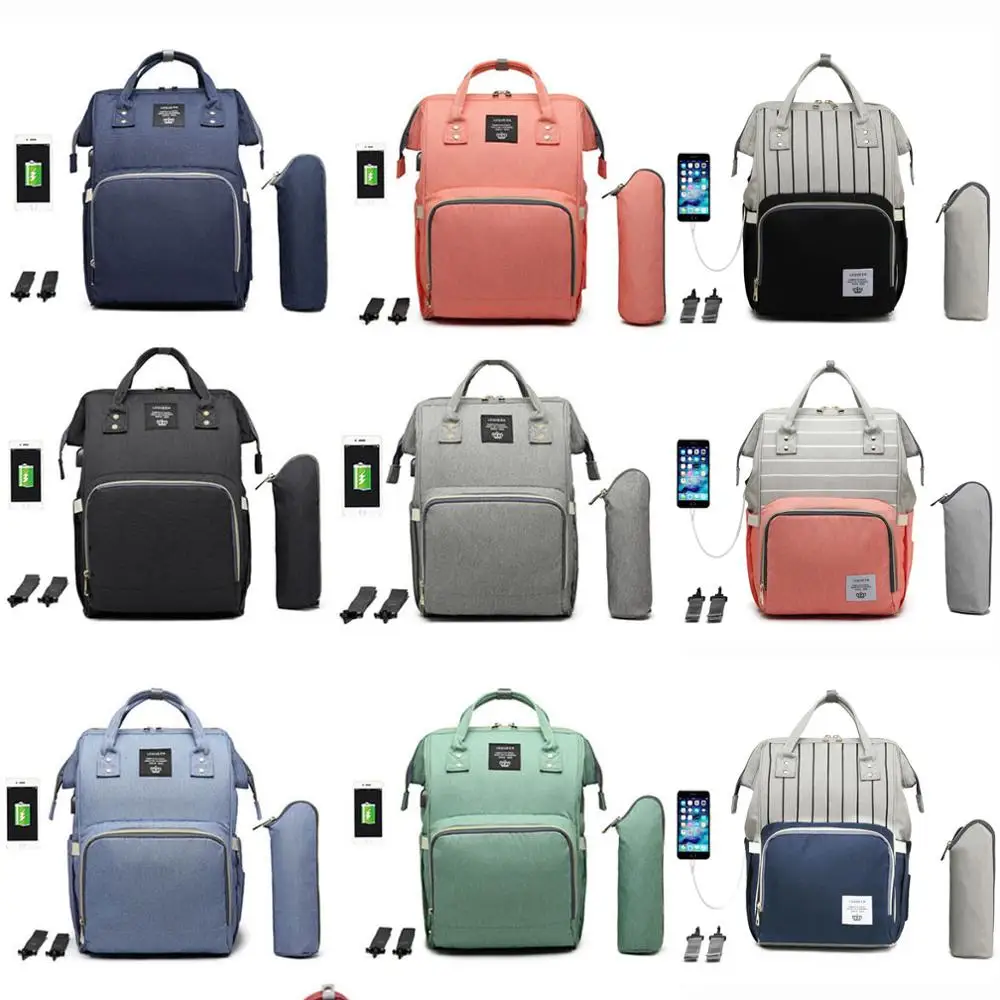 Модная сумка для подгузников на коляску вместительный рюкзак с USB-зарядкой