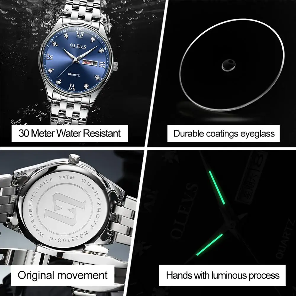 Часы наручные OLEVS Мужские кварцевые спортивные брендовые Роскошные