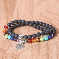 7 chakra natural stone beads bracelet lotus tree of life bracelet for women men meditation healing balances jewelry dropshipping
