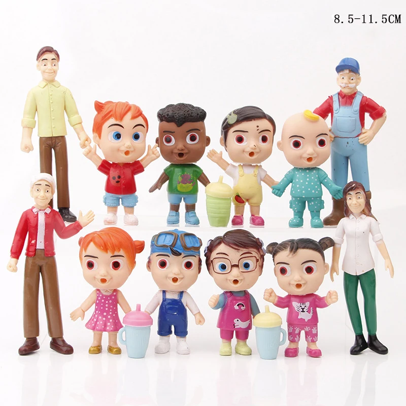 

12pcs/lot Cartoon Coco melon JJ Action Figure Toy PVC Figure Family Model Dolls Anime Watermelon Toys Kids Gift Cake Decoration