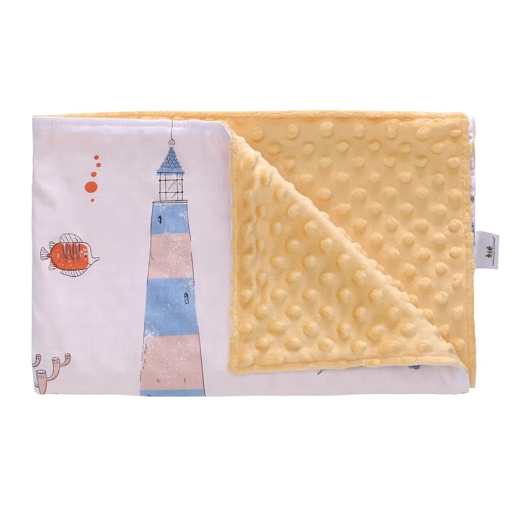 Черный Miracle Baby Minky Super Soft Baby Blankets Double Layer Cartoon Lovely Pattern Luxuries Appease Doll Newborn Swaddle Wrap - Цвет: Черный