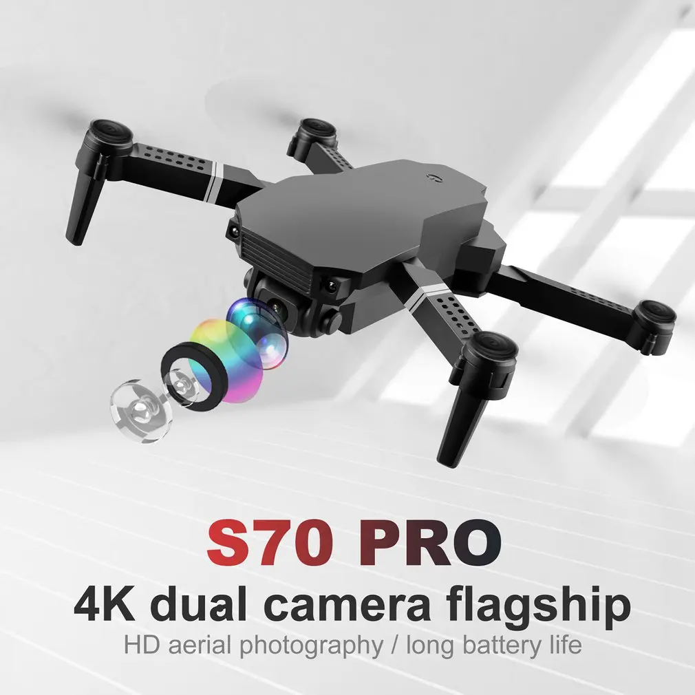 

S70 PRO Drone 4K Dual Camera Foldable Altitude Hold Drone WiFi FPV 1080P Real-time Transmission RC Quadcopter Toys