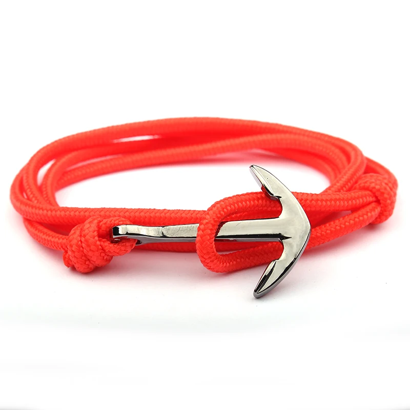 Браслет из нейлона темно-синего цвета 3 мм с якорем SL032 | Украшения и аксессуары