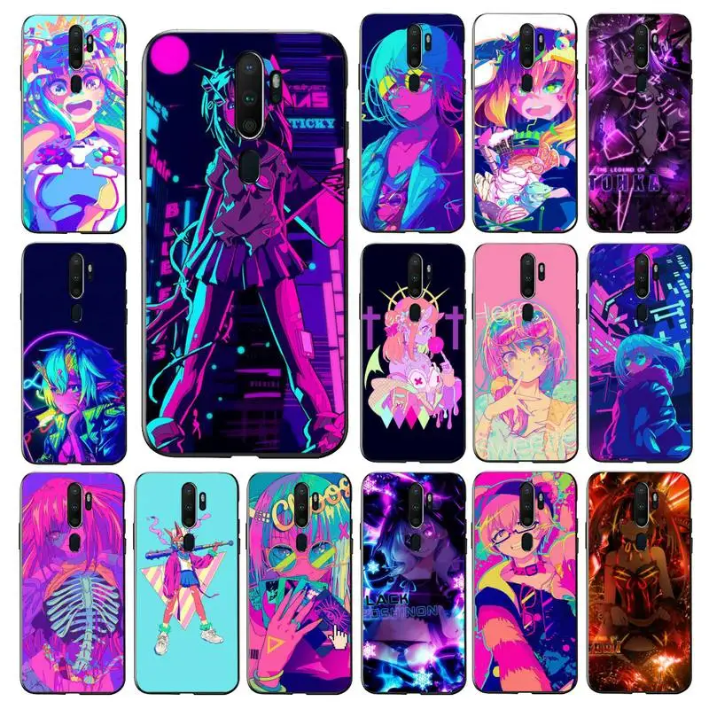 

YNDFCNB Neon Oni Girl Anime Phone Case for vivo Y91C Y11 17 19 53 81 31 91 for Oppo a9 2020