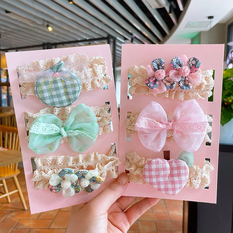 

3pcs Flowr Fruit Fabrics Kid Baby Girl Elastic Hairband Hair Band Headband Hair Accessories Headwear Set