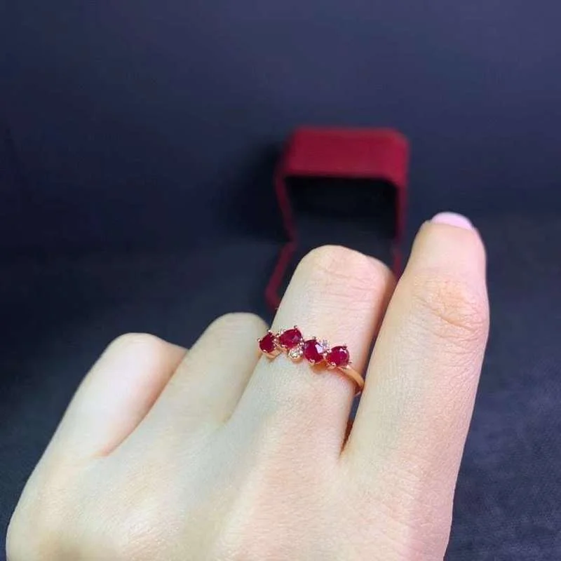 100% Natural Ruby Ring for Daily Wear3mm*4mm Real Ruby Silver Ring 925 Silver Ruby Jewelry Gift for Woman images - 6