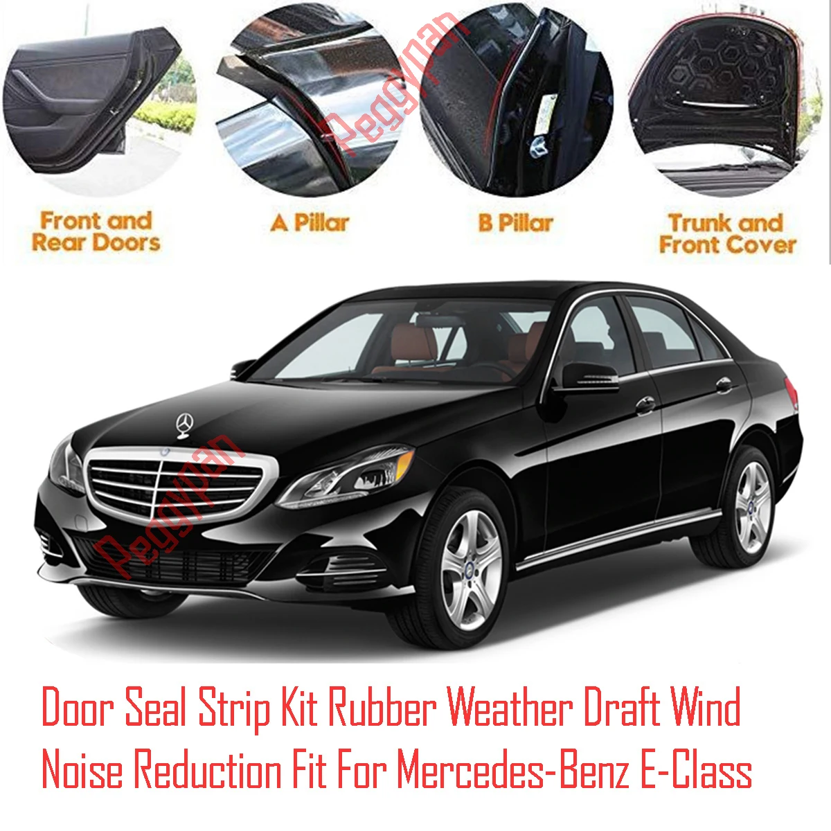 Door Seal Strip Kit Self Adhesive Window Engine Cover Soundproof Rubber Weather Draft Wind Noise Reduction For Mercedes  E-Class