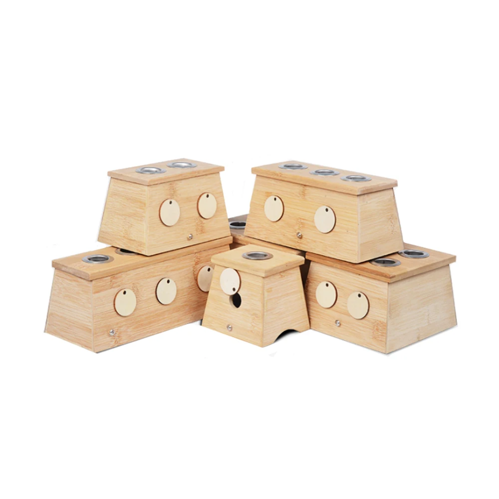 Бамбуковая коробка для мокса с одним/двойным/шестью отверстиями держатель моксы