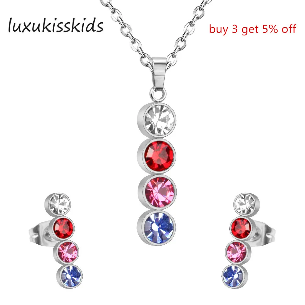 Роскошное ожерелье и серьги LUXUKISSKIDS свадебный ювелирный набор Кристальное с