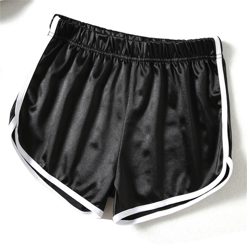 

2021 Sexy Satin Women Shorts Summer Female Korean Style Cute Elastic Waist Plus Size Solid Cool Sleepwear Bottoms