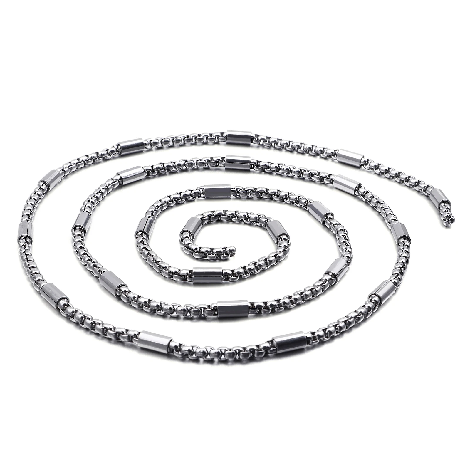 

4.8mm Width Stainless Steel Link Chain With Tube Beads For Diy Necklace Bracelet S Tone Bulk Chain Necklaces Materials