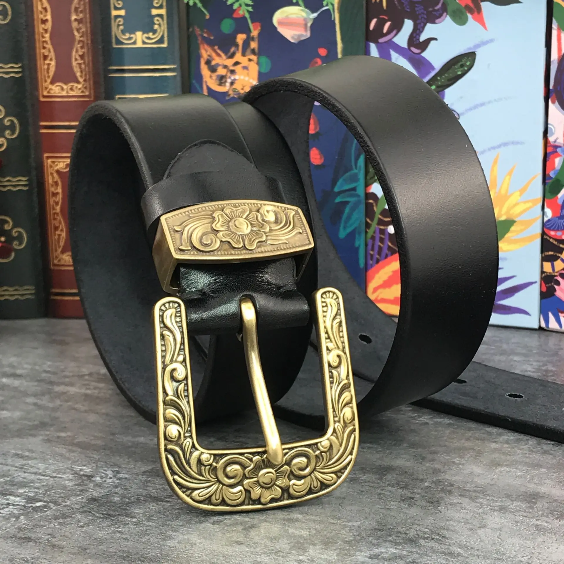 Мужской ремень из натуральной кожи с резьбой в стиле ретро|Мужские ремни| |