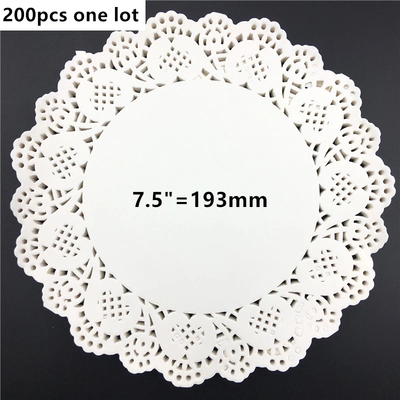 200pcs 193mm 130 шт. 4,5 ''6. 5 ''8,5'' белый круглые бумажные кружевные салфетки Doyleys Винтаж подставки для столовых приборов ремесло, свадьбы, Рождества, Украшение стола - Цвет: 200pcs 193mm