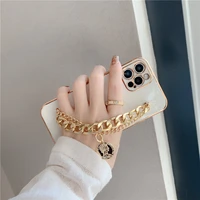 plating glossy metal coin bracelet chain soft case for iphone 12 pro max mini 11 pro max x xs xr 7 8 plus se 2020 cover