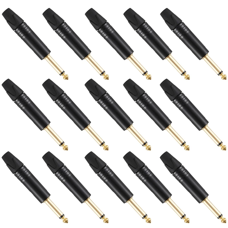Headphone Plug Gold Plating 15Pcs Mono Professional 2 Pole 6.35 Mm Jack | Электроника