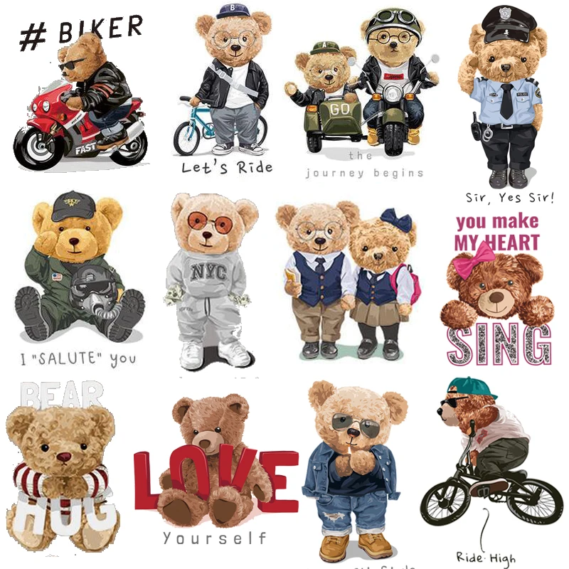 

small size 4-8cm cute bear thermo Stickers patches on clothes Iron on transfers for clothing bear heat transfer termoadhesivos