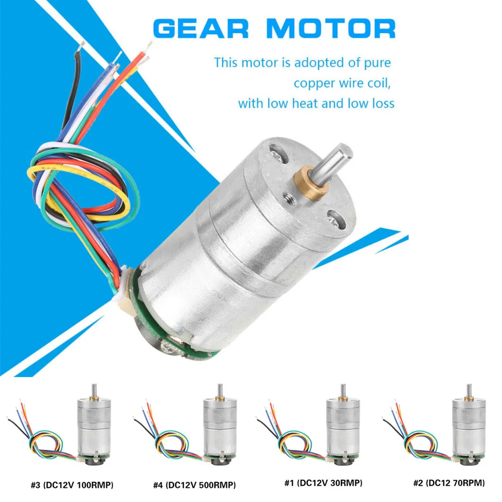 12В GM25 310 энкодер постоянного тока мотор редуктор с металлическим редуктором