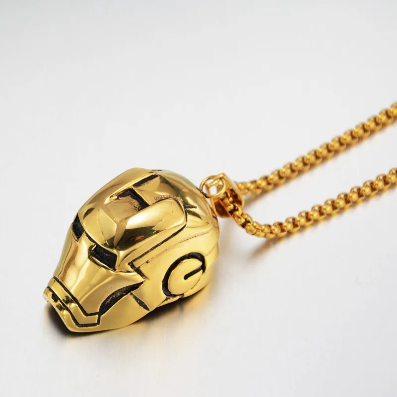 Шлем супер герой из нержавеющей стали Панк Золотой цвет кулон Стальной шлем