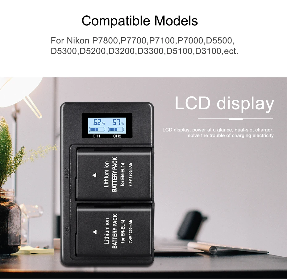 Полное декодирование цифровой аккумулятор ЖК-дисплей USB зарядное устройство