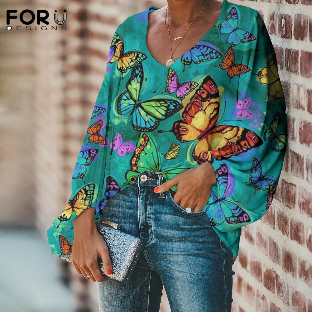 

FORUDESIGNS/Винтажный дизайн с пуговицами, женская летняя модная одежда, уличная Мягкая дышащая шифоновая Повседневная Блузка, топы для женщин