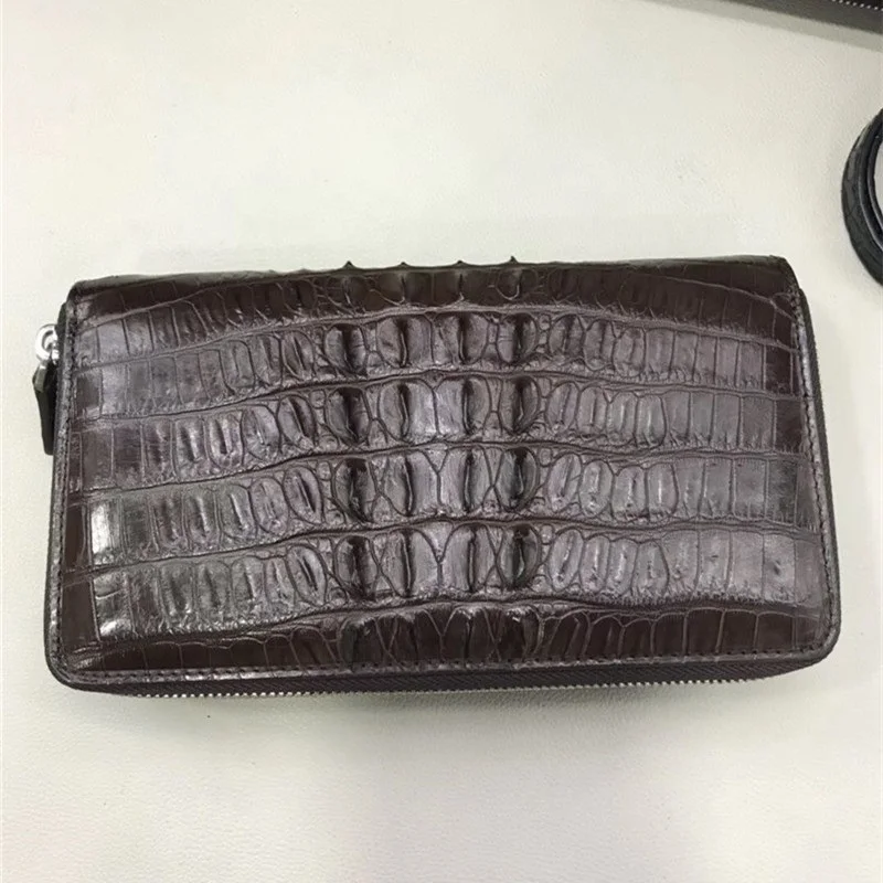 Two Zippers Closure Authentic Crocodile Skin Men's Wristlets Bag Card Purse Genuine Alligator Leather Male Large Phone Clutch |