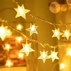Гирлянда со звездами с питанием от USBаккумулятора, рождественские украшения, светодиодные гирлянды, украшения вечерние ринки, свадьбы, новогодний декор