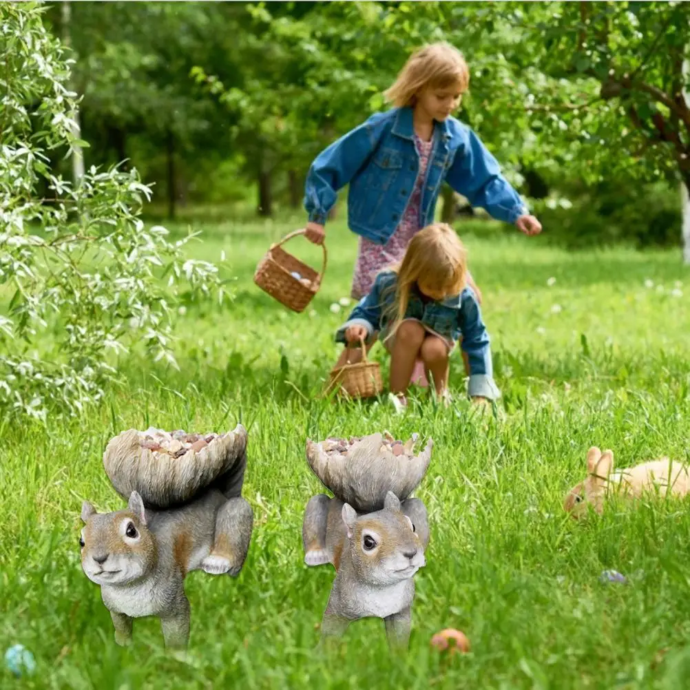 

Exquisite Bird Feeder Resin Garden Statue Squirrel Sculpture Wild Seed Container For Garden Decoration Housewarming Gifts