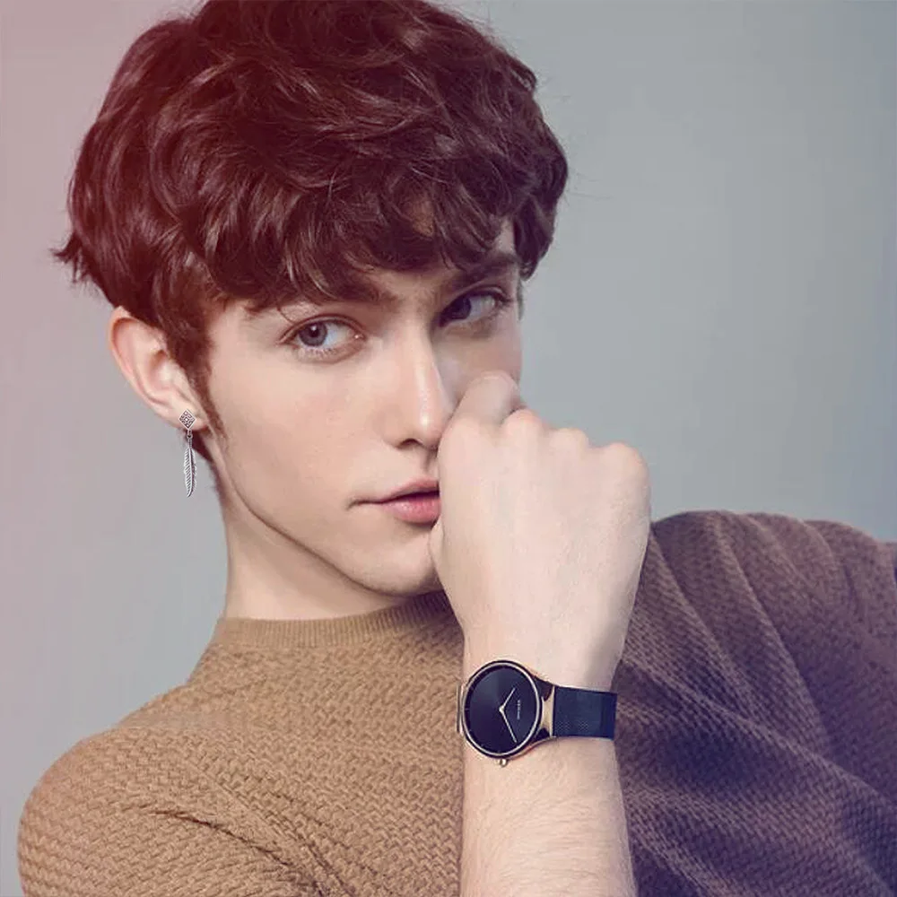 Hemiston Feather Tassels Titanium Steel Earrings Stainless Individual Punk Rock Style Fashion Mens On