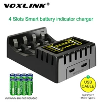 Зарядное устройство VOXLINK для аккумуляторов AA/AAA, Ni-MH/Ni-Cd, 4 слота, USB, для аккумуляторов 1,2 в светодиодный светодиодным интеллектуальным индика...