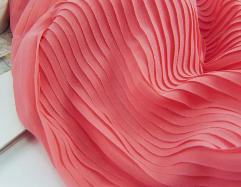 Pleated Chiffon Fabric Solid Organ Crushed Soft Breathable DIY Skirt Material | Дом и сад