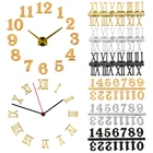 Римские цифры, 3D часы, акриловые зеркальные цифровые настенные часы для гостиной, современный дизайн, часы сделай сам, украшение для дома, 1 комплект