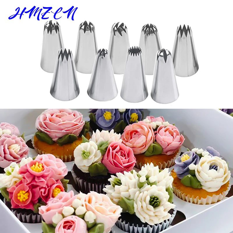

Large Size Premium Stainless Steel Piping Nozzles Russian Rose Pastry Tips Cake Cream Cupcake Decorating Tools 8Pcs/Set