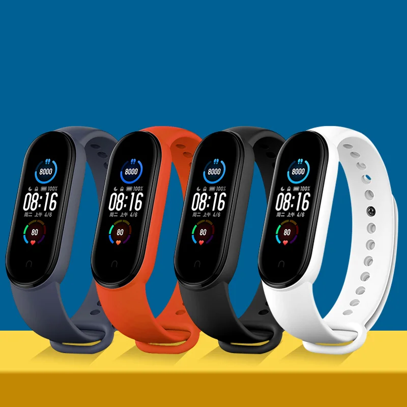 Ремешок силиконовый для Xiaomi Mi Band 6 5 4 3 сменный спортивный браслет band | Наручные