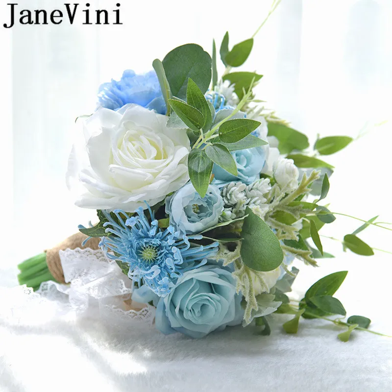 Искусственные пионы jaневини свадебные цветы букеты для невесты белый синий