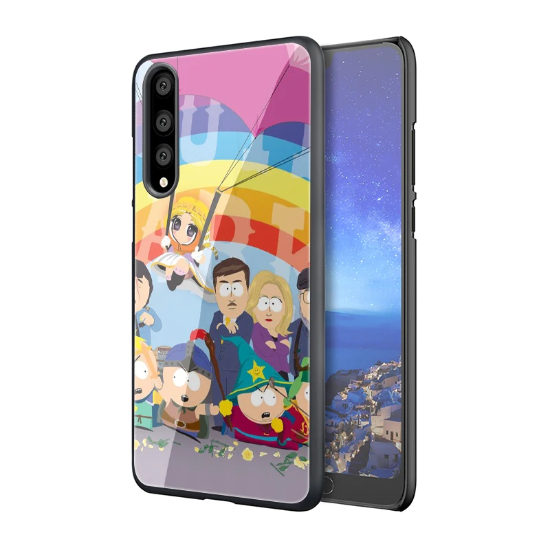EWAU аниме Southpark чехол из закаленного стекла для телефона для huawei P10 P20 P30 Lite Pro P Smart